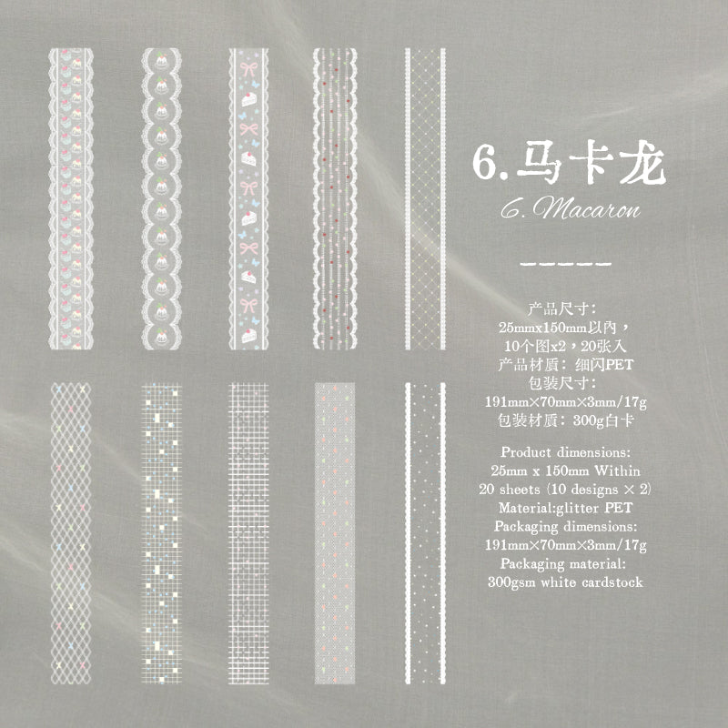 Lace Flakes PET Stickers -20Pcs each pack