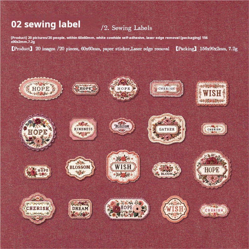1027 Vintage cloth label sticker -20Pcs each pack