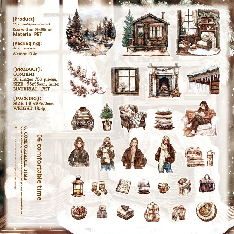 260102 Winter day PET sticker -30Pcs each pack