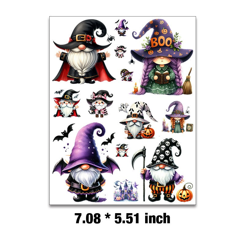 E-84- Halloween gnome Embossed sticker 1 Pcs
