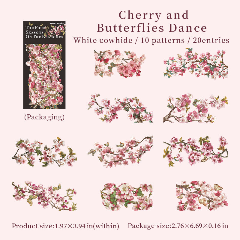 1210 Four seasons on the branches Solid sticker -20Pcs each pack