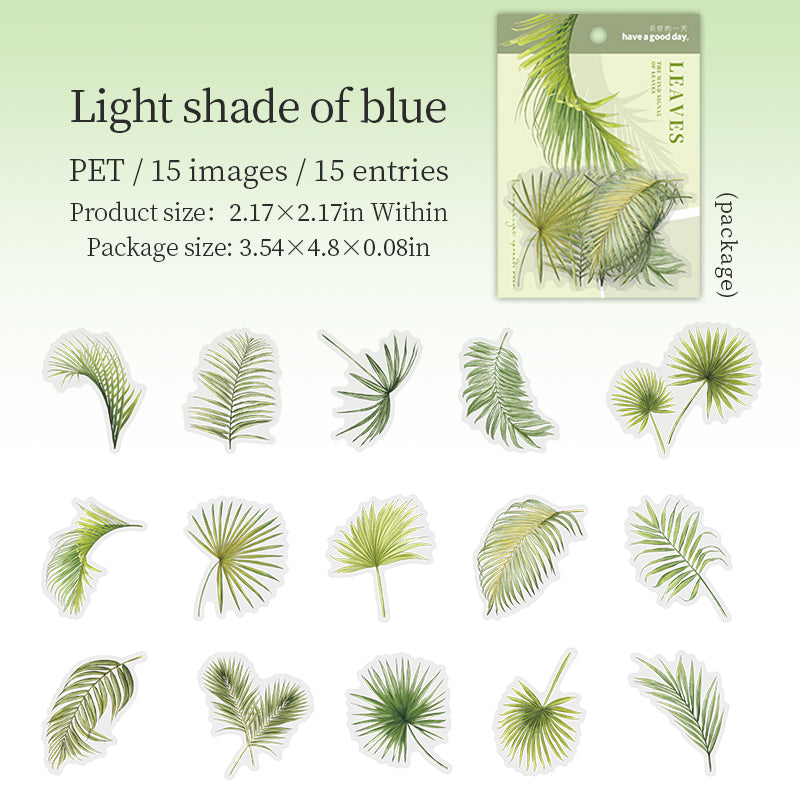 0723 Leaves PET sticker -15Pcs each pack