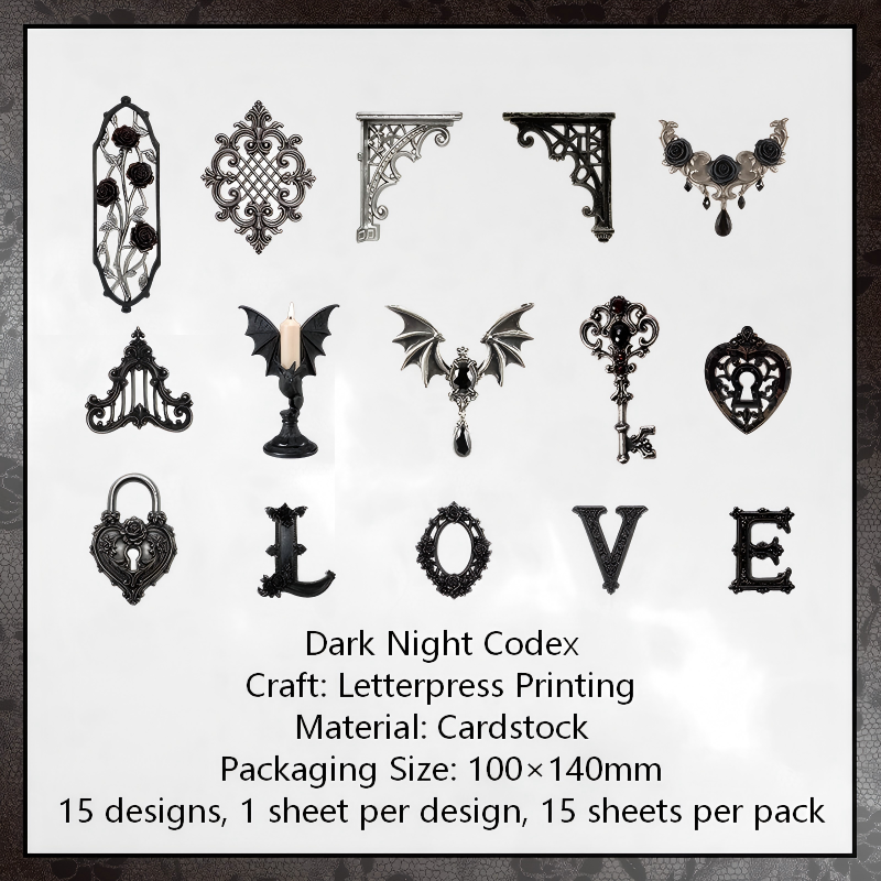 260523 Gothic Grimoire Thick Cardstock -15Pcs each pack