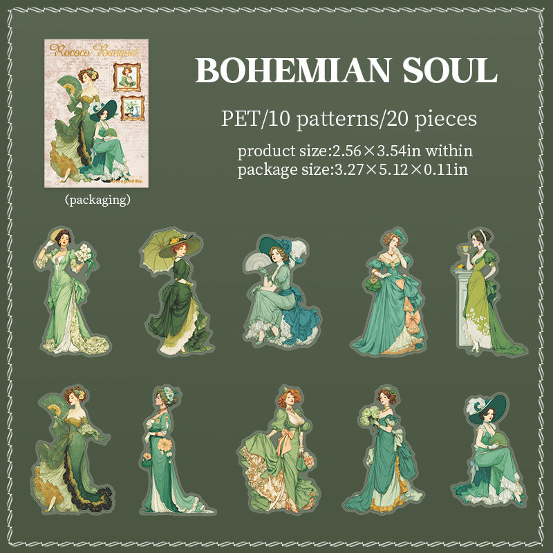 Vintage Rococo banquet PET Sticker -20Pcs each pack