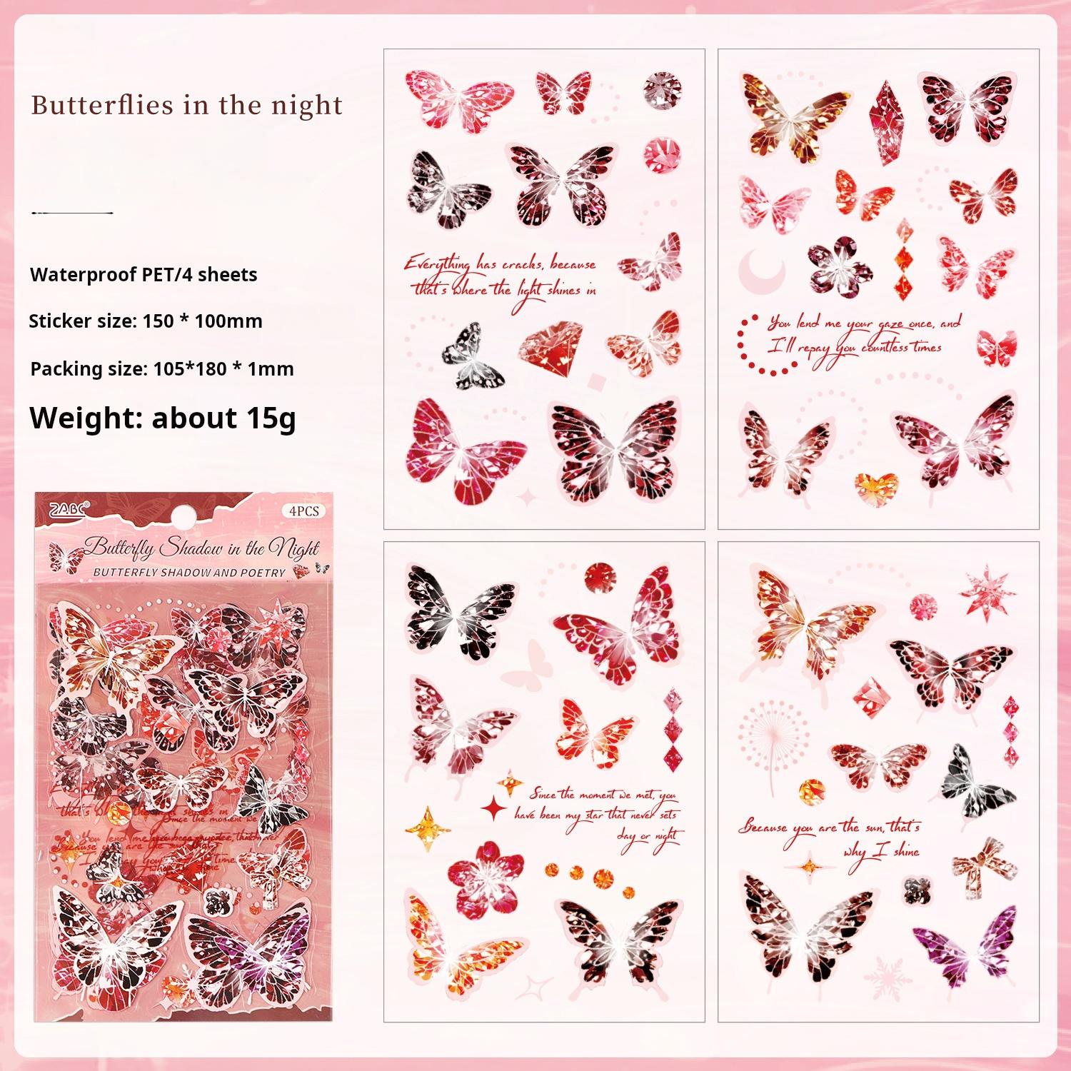 0801 Butterfly PET Sticker -4Pcs each pack