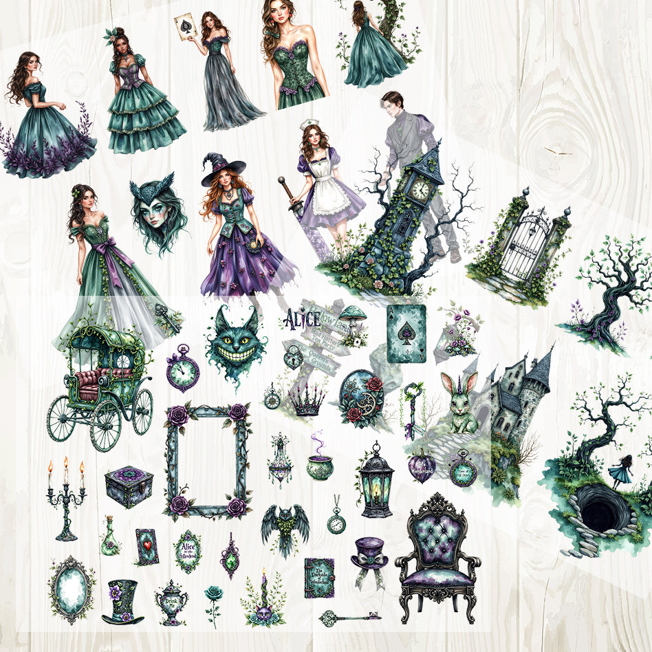 A4 Alice in Halloween matte PET pre-cut large sticker 1 pack 3 sheets