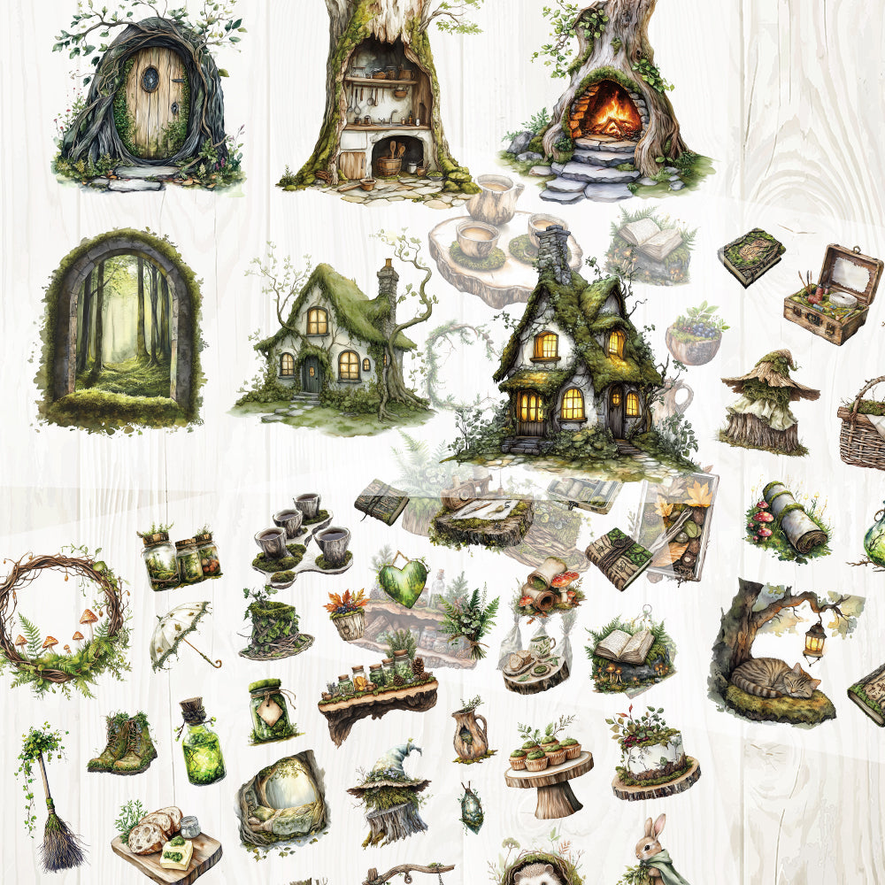 A4 Enchanted Forest Corner matte PET pre-cut large sticker 1 pack 3 sheets