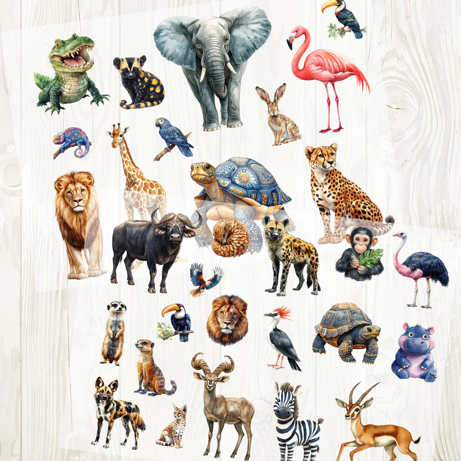 A4 Animal matte PET pre-cut large sticker 1 pack 2 sheets