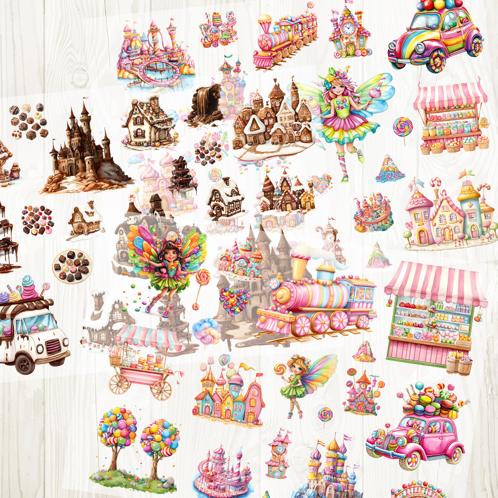 A4 Candy city matte PET pre-cut large sticker 1 pack 3 sheets