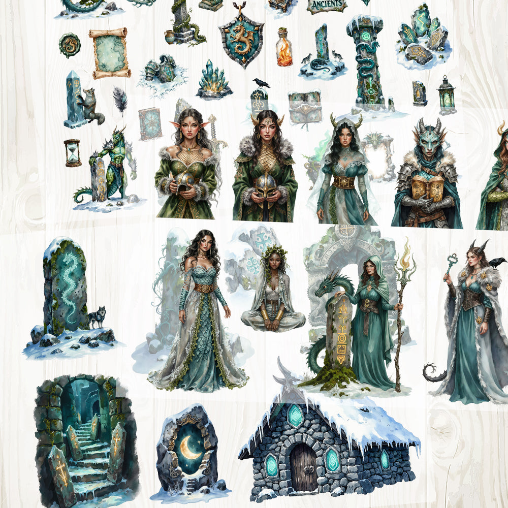 A4 Ancient magic matte PET pre-cut large sticker 1 pack 3 sheets