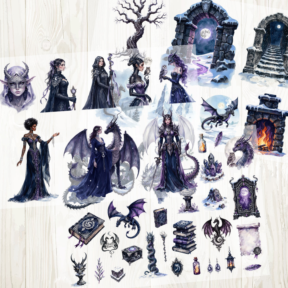 A4 Moonlight Dragon matte PET pre-cut large sticker 1 pack 3 sheets