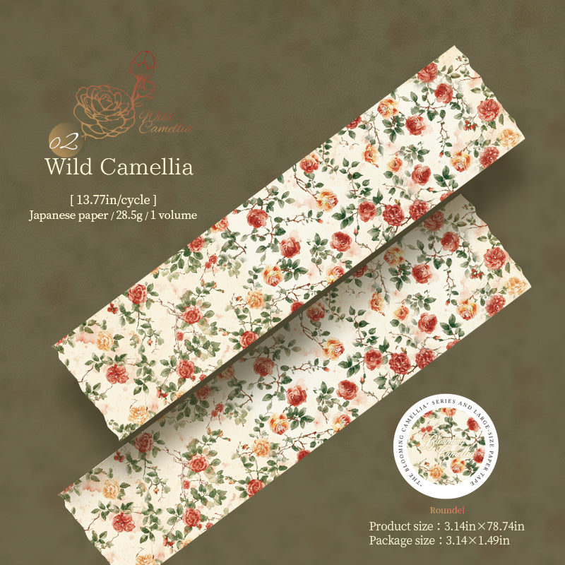 Blooming Camellias Washi Tape (8cm x 2m)