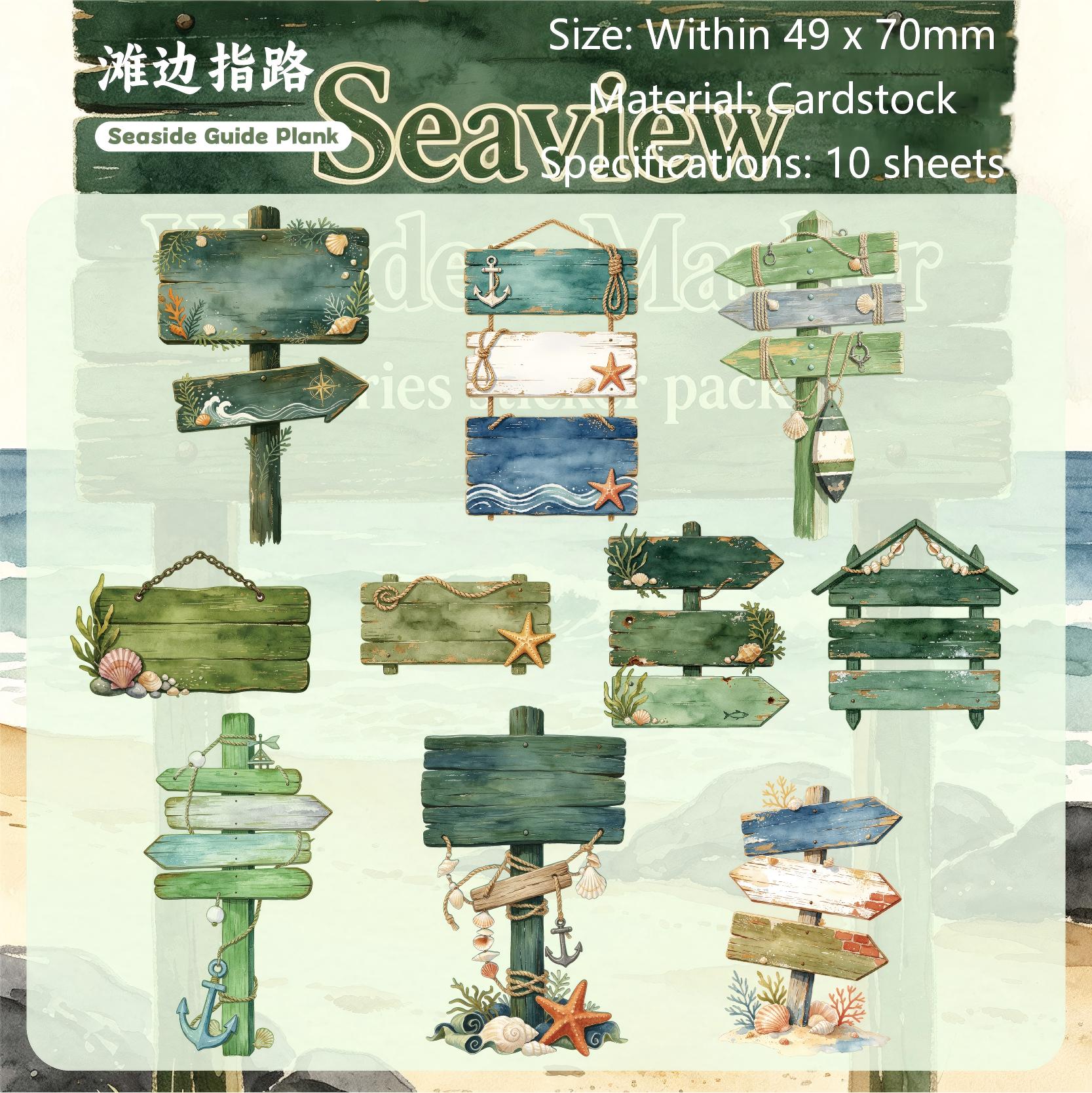 Seaview Wooden Marker Cardstock Stickers -10Pcs each pack