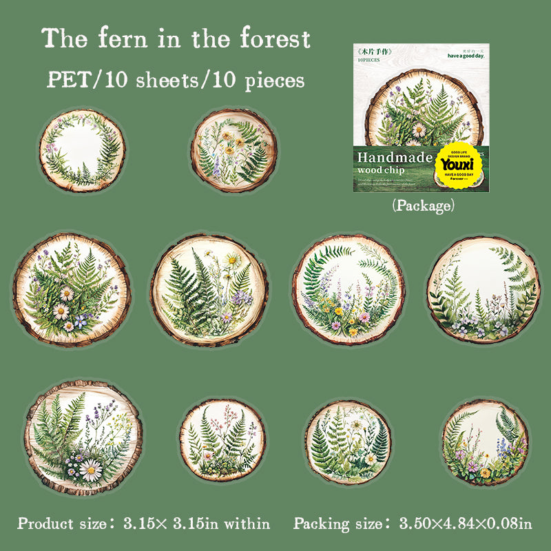 0529 Wood pile and plants PET Sticker -10Pcs each pack