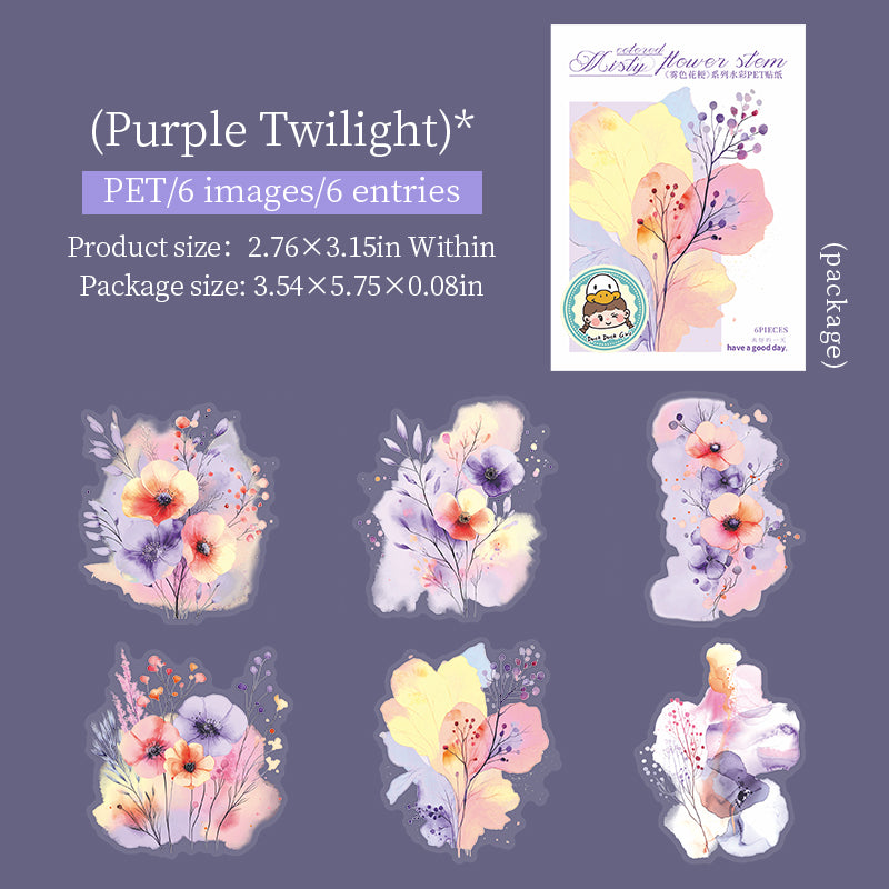 0731 Flowers and plants PET Sticker -6Pcs each pack