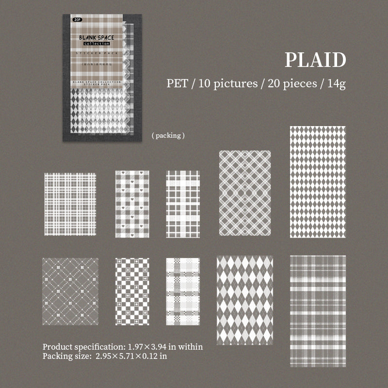 260316 Blank Space PET Sticker -20Pcs each pack