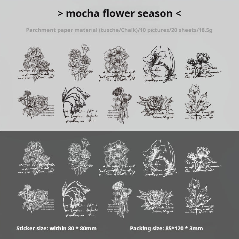 0802 Vintage vellum paper Sticker -20Pcs each pack