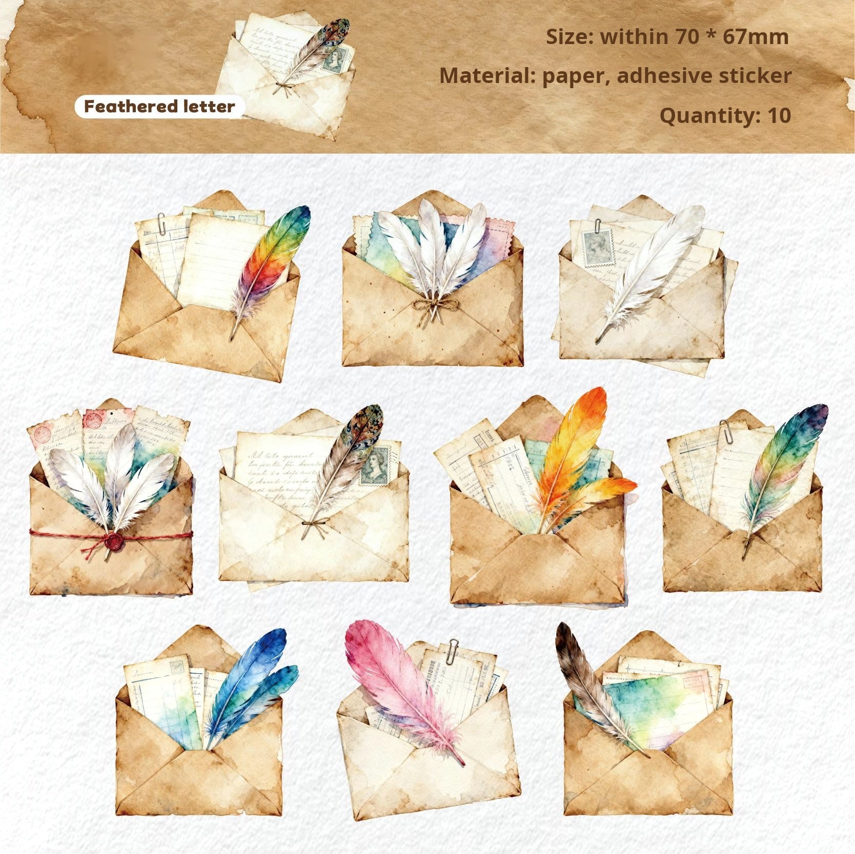 1023 Letter from afar sticker -10Pcs each pack