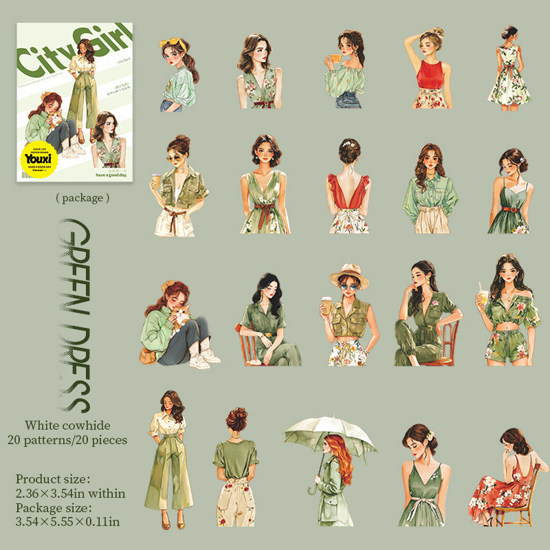 0715 City girl Solid sticker -20Pcs each pack