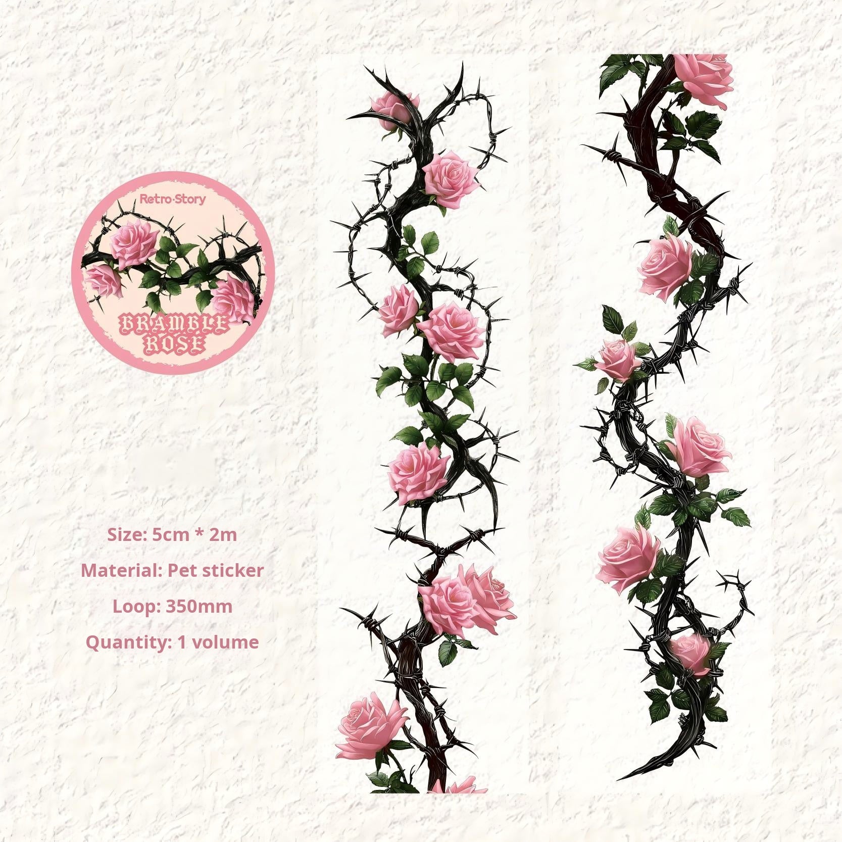 1226 Thorn rose PET Tape -5cm*2m