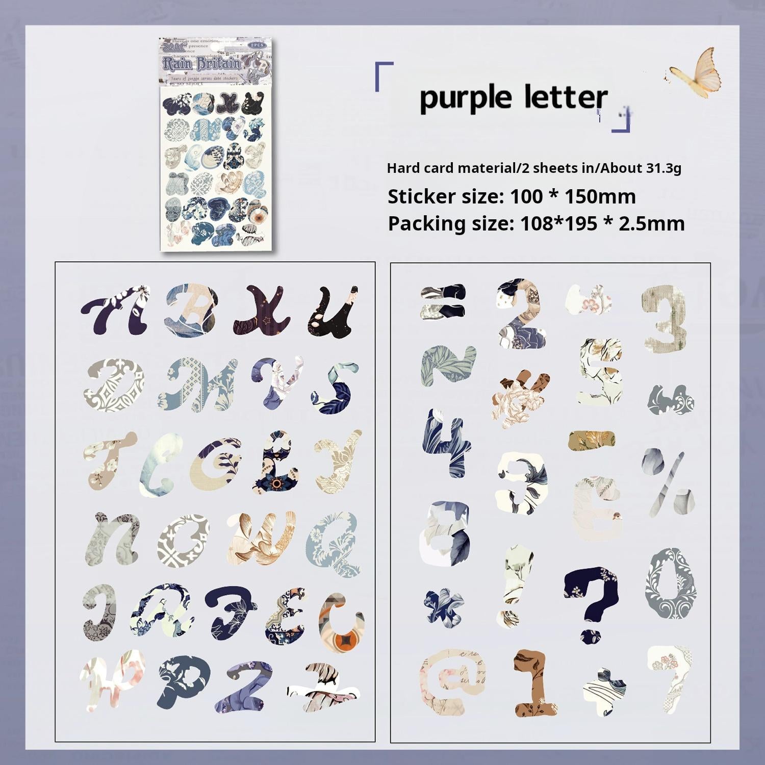 0801 Letter cardstock Sticker -2Pcs each pack