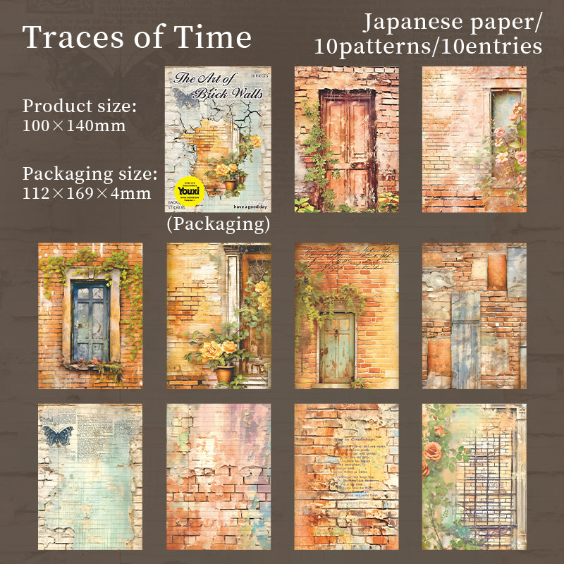 0529 Brick wall art Washi Sticker -10Pcs each pack