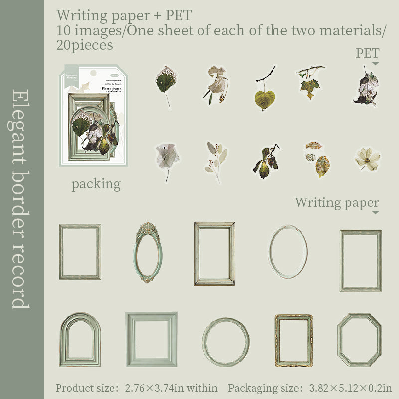 1115 Picture frames and dried flowers sticker -20Pcs each pack