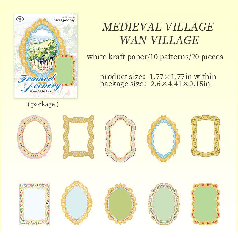 Provencal Floral Border Solid Sticker -20Pcs each pack