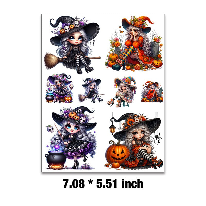 E-90- Halloween witch Embossed sticker 1 Pcs