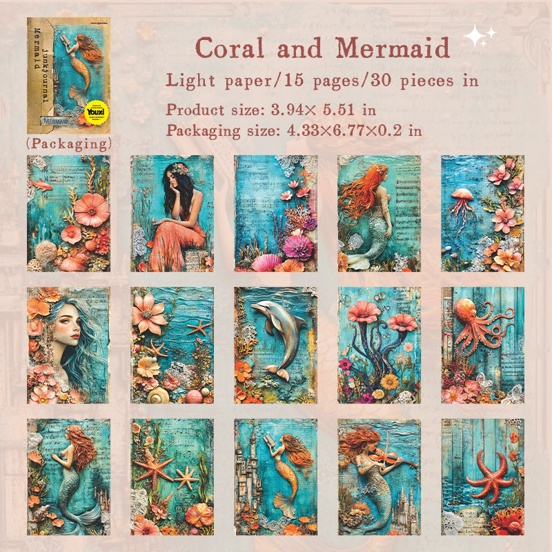 0617 Mermaid Diary paper -30Pcs each pack