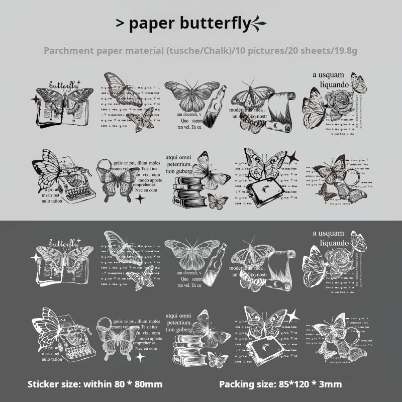0802 Vintage vellum paper Sticker -20Pcs each pack