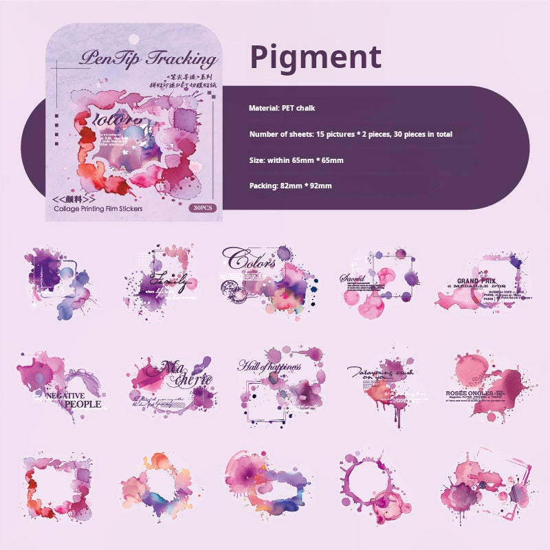 0520 Word and Ink PET Sticker -30Pcs each pack
