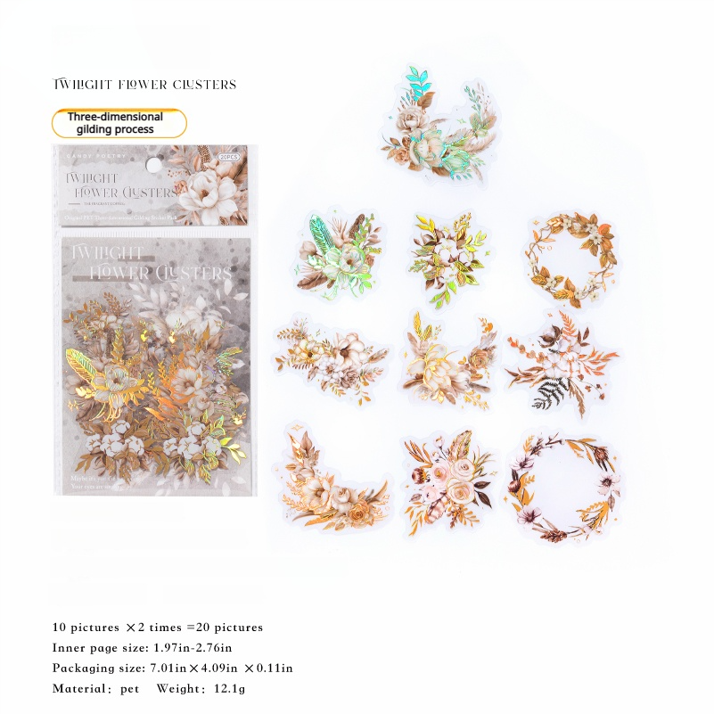 0710 Flowers PET sticker -20Pcs each pack