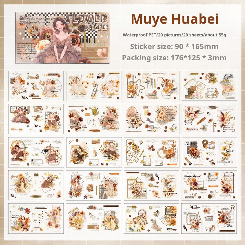 0629 Girls and flower PET pre-cut sticker Book -20Pcs each pack