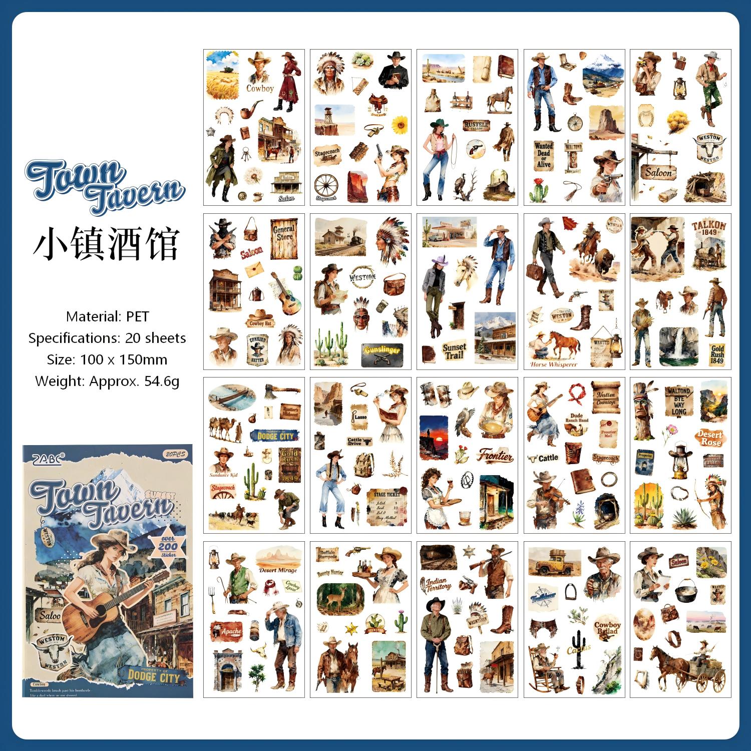 Wild West Rhapsody PET Sticker Book -20Pcs each pack