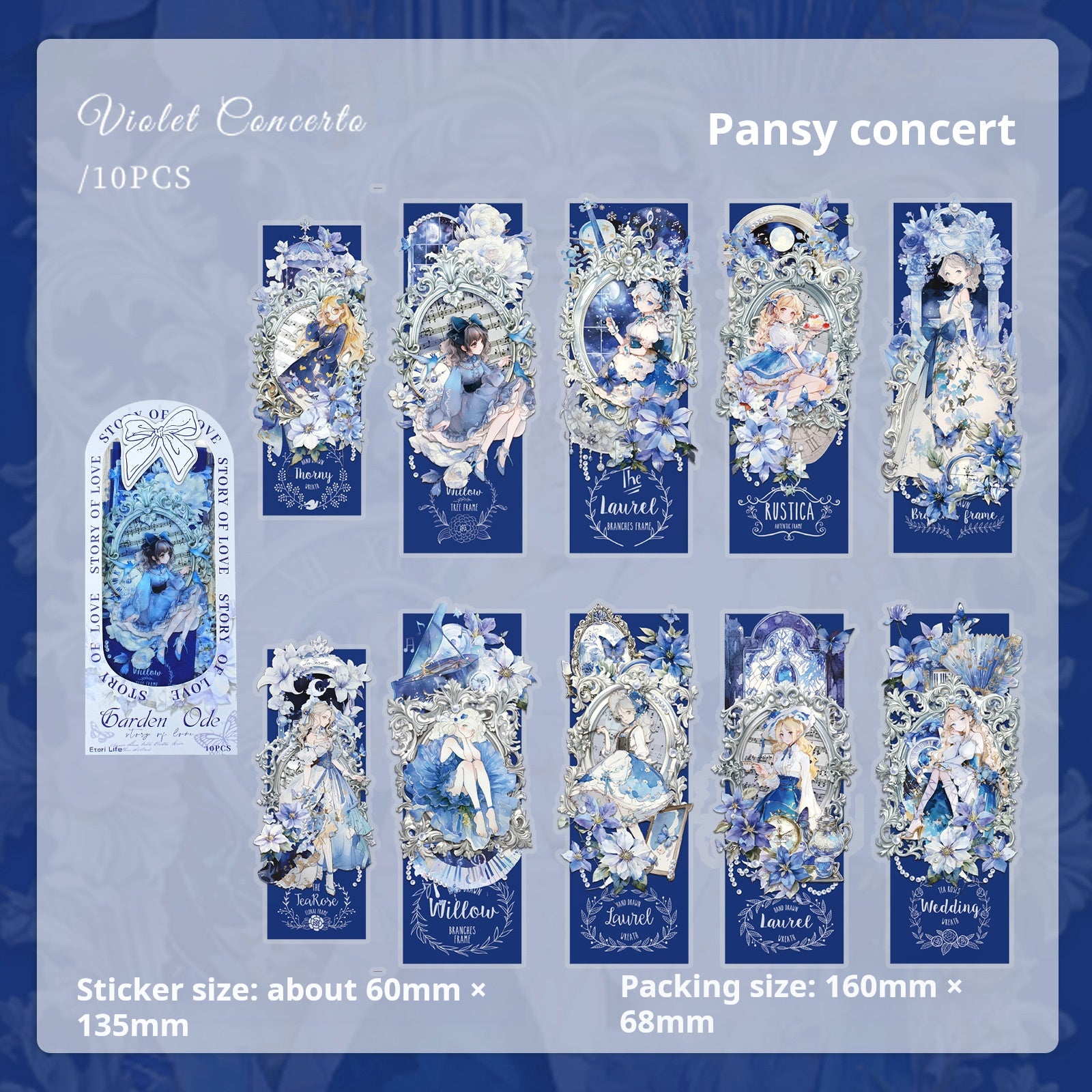 0530 Garden girl PET Sticker -10Pcs each pack