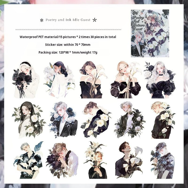 0605 Flower character  PET sticker -30Pcs each pack