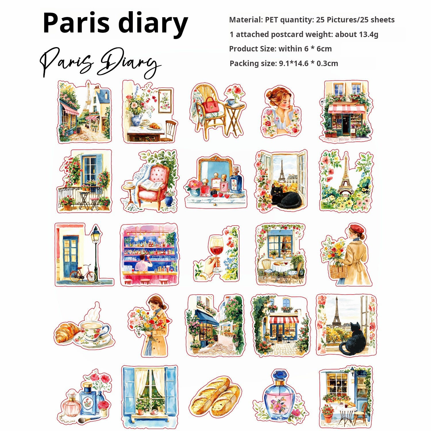 0620 Life notes PET sticker -25Pcs each pack
