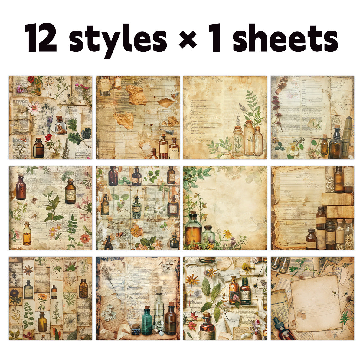 0804 Vintage Pharmacist background paper -12Pcs each pack