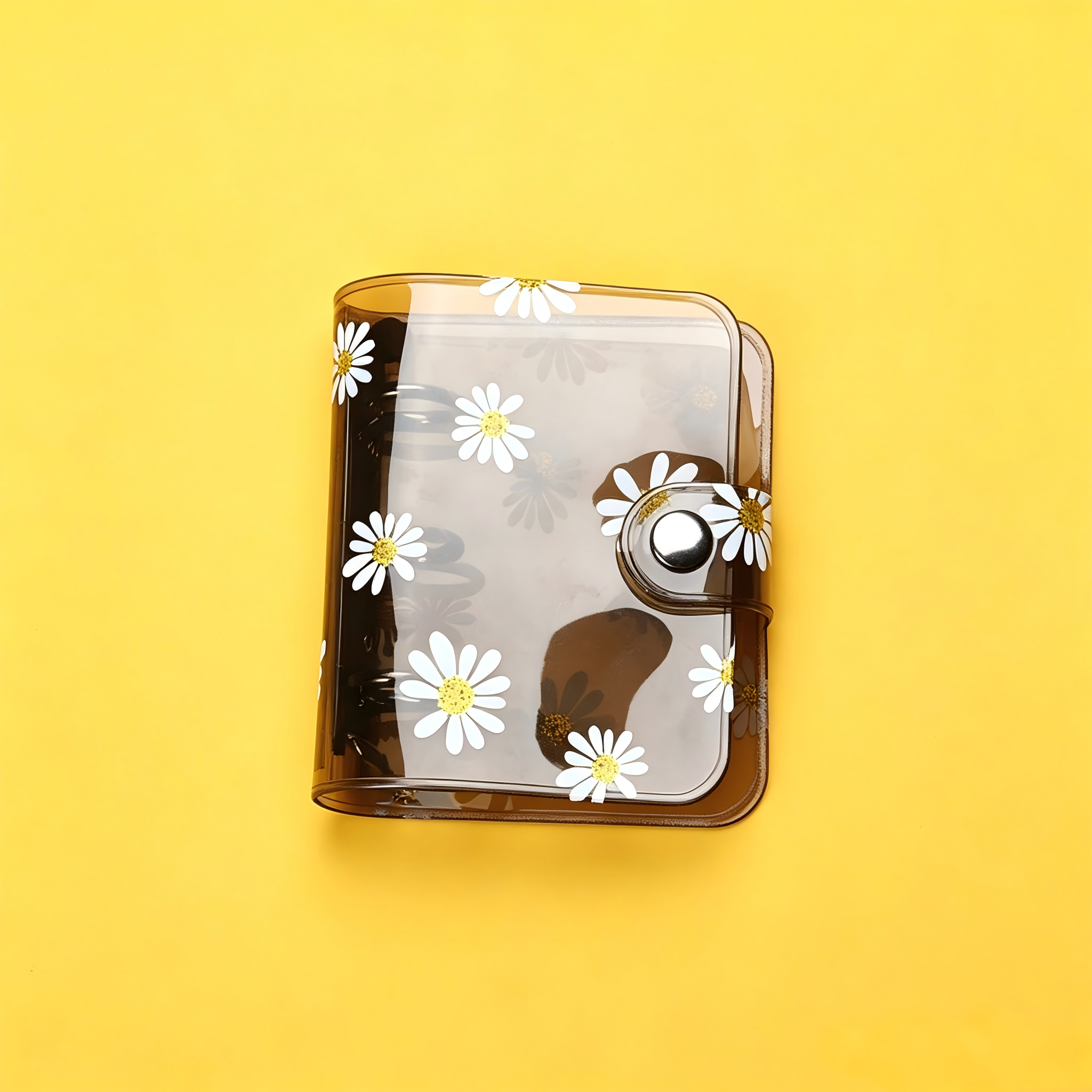Mini Daisy clear binder with button *not contain insert pages