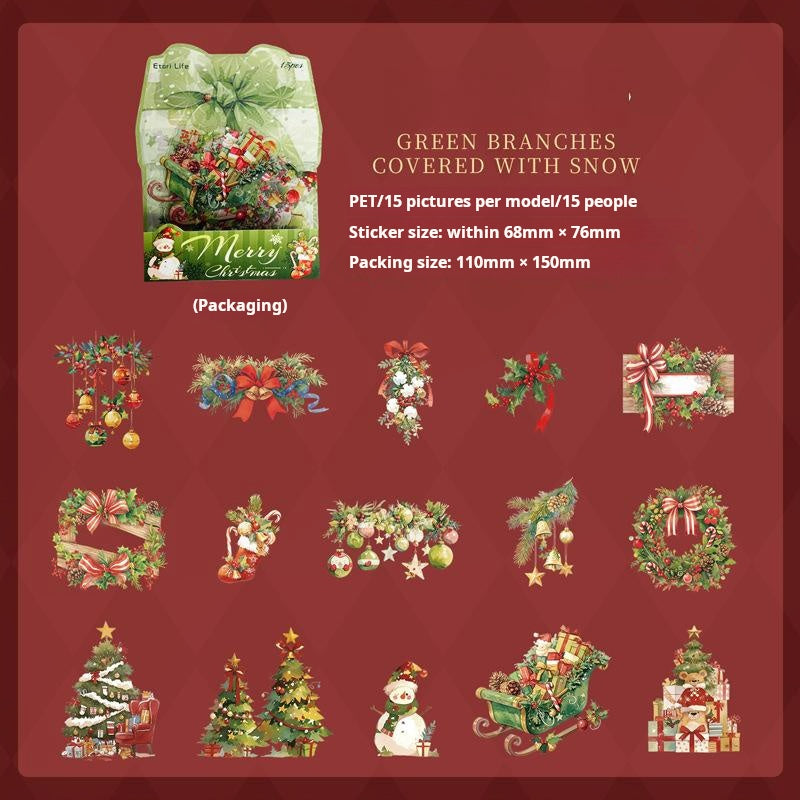 1016 Christmas surprise night PET sticker -15Pcs each pack
