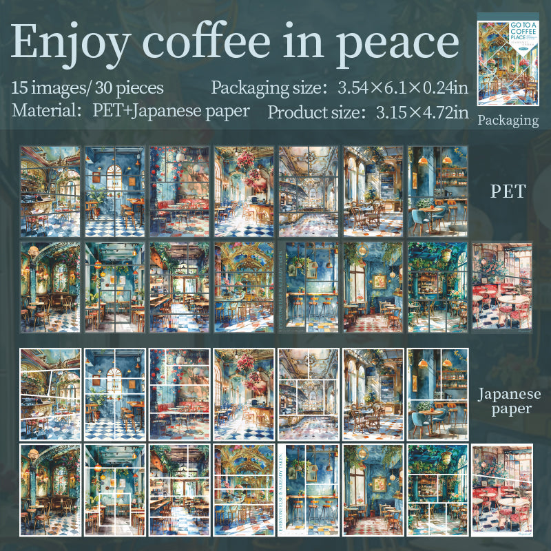 0517 Go to a Coffee place PET Sticker Book -30Pcs each pack