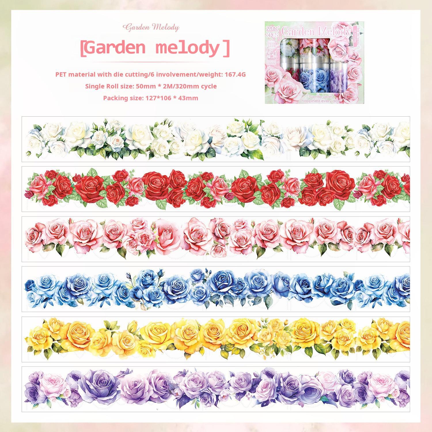 0719 Sea of flowers PET Tape Set *pre-cut 6 rolls 5cm*2m