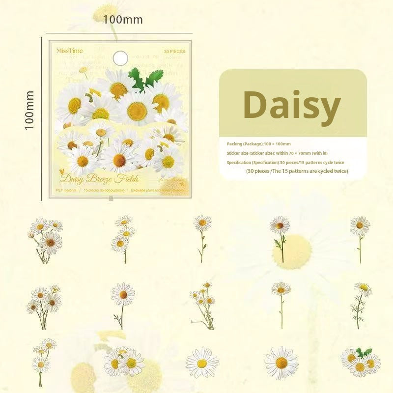 0621 Flower plant PET Sticker -30Pcs each pack