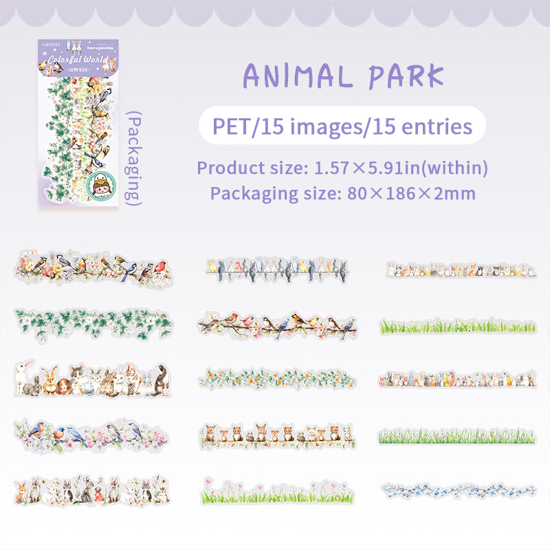 0513 Lovely Wonderful Collection PET Sticker -15Pcs each pack