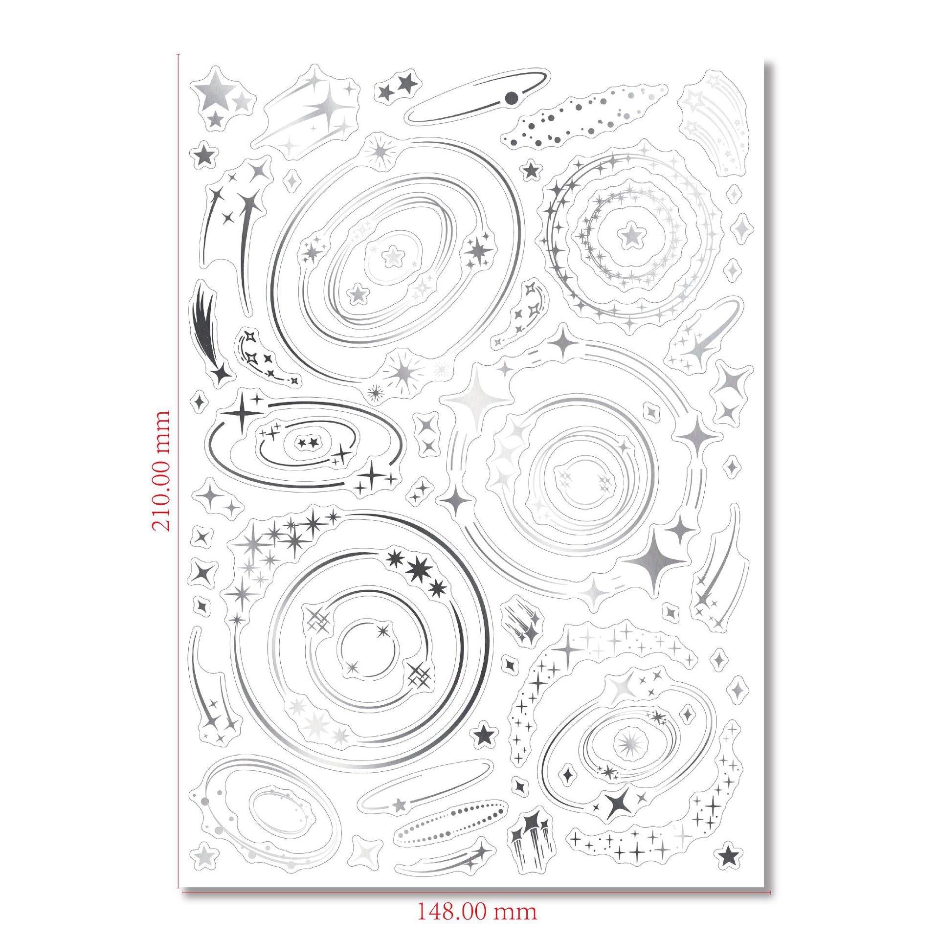 Gold & Silver Foil Star & Moon Holographic Die-Cut Stickers, 1 sheet