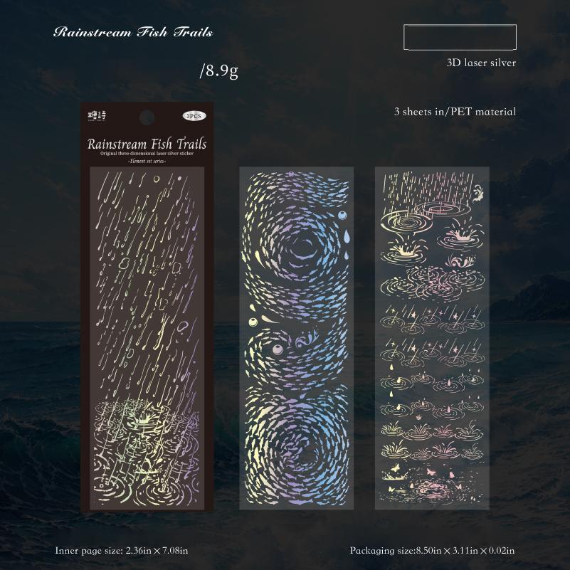 0920 Laser material PET sticker -3Pcs each pack