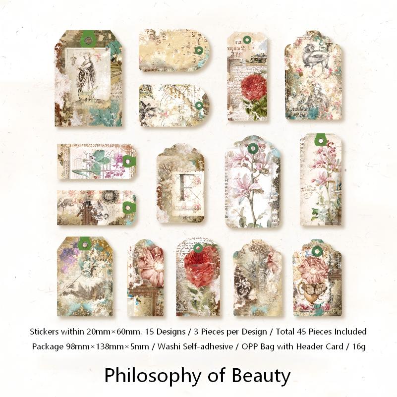 Vintage Wanderlust Longing Washi Stickers -45Pcs each pack