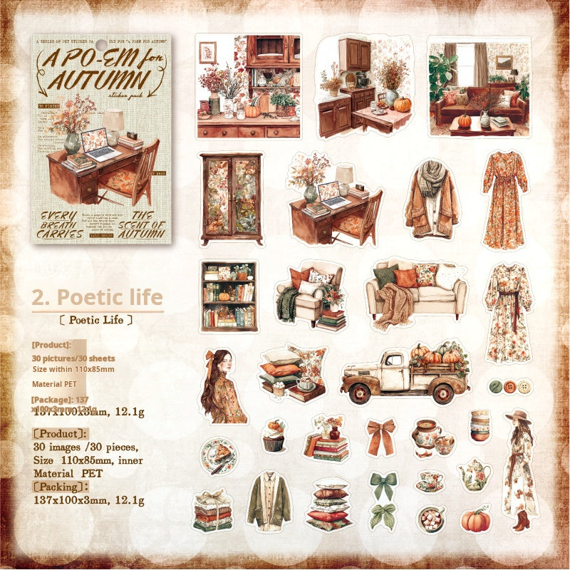 1104 Autumn PET sticker -30Pcs each pack