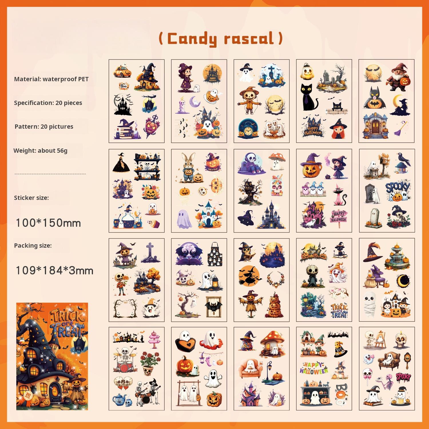 0808 Halloween Castle PET Sticker Book -20Pcs each pack